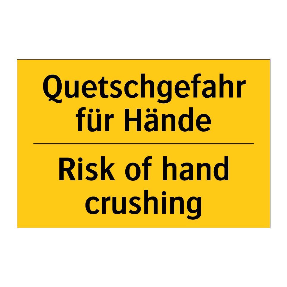 Quetschgefahr für Hände - Risk of hand crushing