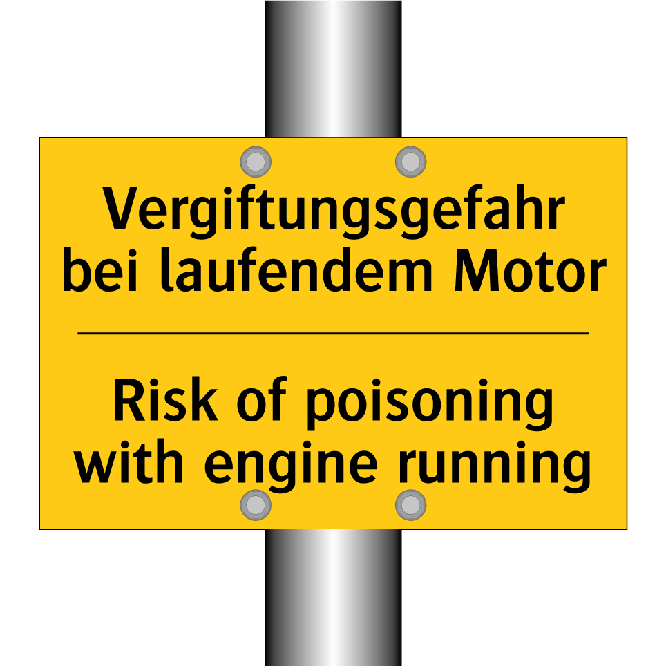 Vergiftungsgefahr bei laufendem /.../ - Risk of poisoning with engine /.../