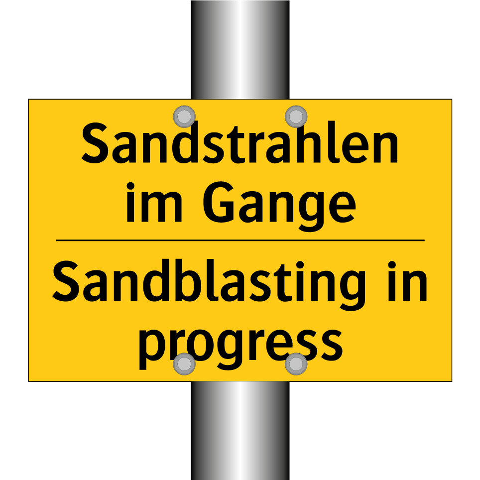 Sandstrahlen im Gange - Sandblasting in progress