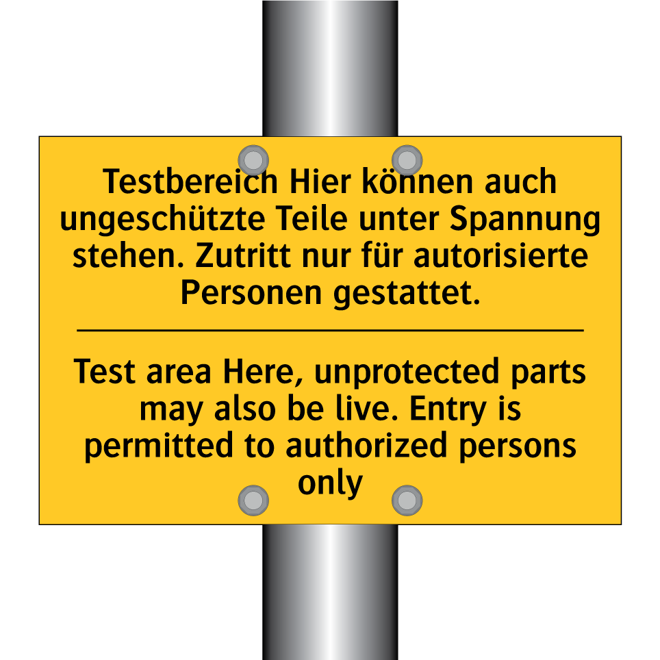 Testbereich Hier können auch ungeschützte /.../ - Test area Here, unprotected parts /.../
