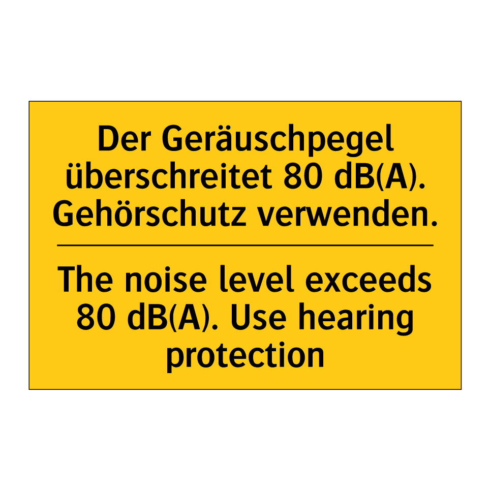 Der Geräuschpegel überschreitet /.../ - The noise level exceeds 80 dB(A). /.../