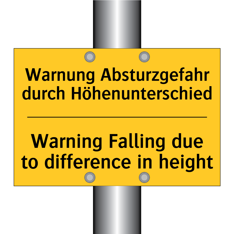 Warnung Absturzgefahr durch Höhenunterschied/.../ - Warning Falling due to difference /.../
