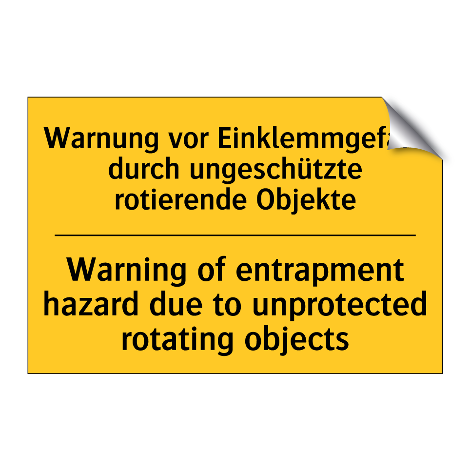 Warnung vor Einklemmgefahr durch /.../ - Warning of entrapment hazard due /.../