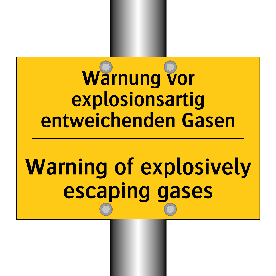 Warnung vor explosionsartig entweichenden /.../ - Warning of explosively escaping /.../