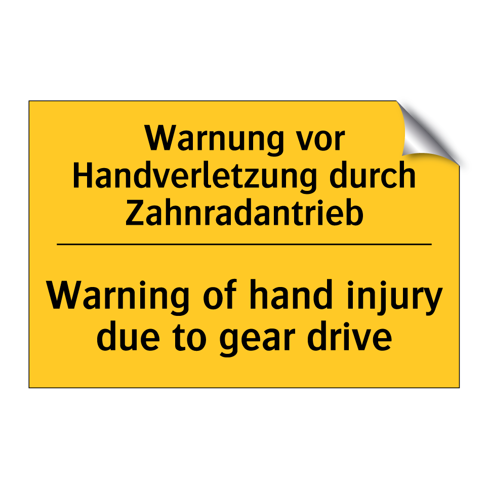 Warnung vor Handverletzung durch /.../ - Warning of hand injury due to /.../