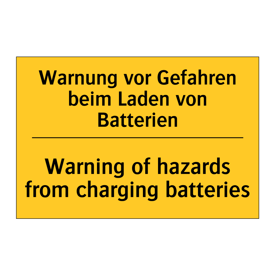 Warnung vor Gefahren beim Laden /.../ - Warning of hazards from charging /.../