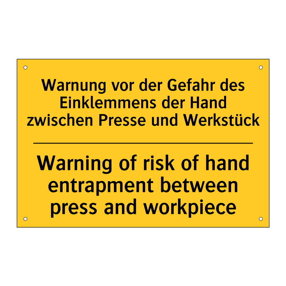 Warnung vor der Gefahr des Einklemmens /.../ - Warning of risk of hand entrapment /.../
