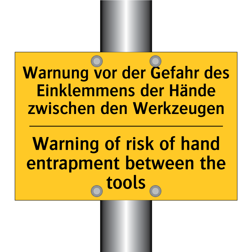 Warnung vor der Gefahr des Einklemmens /.../ - Warning of risk of hand entrapment /.../