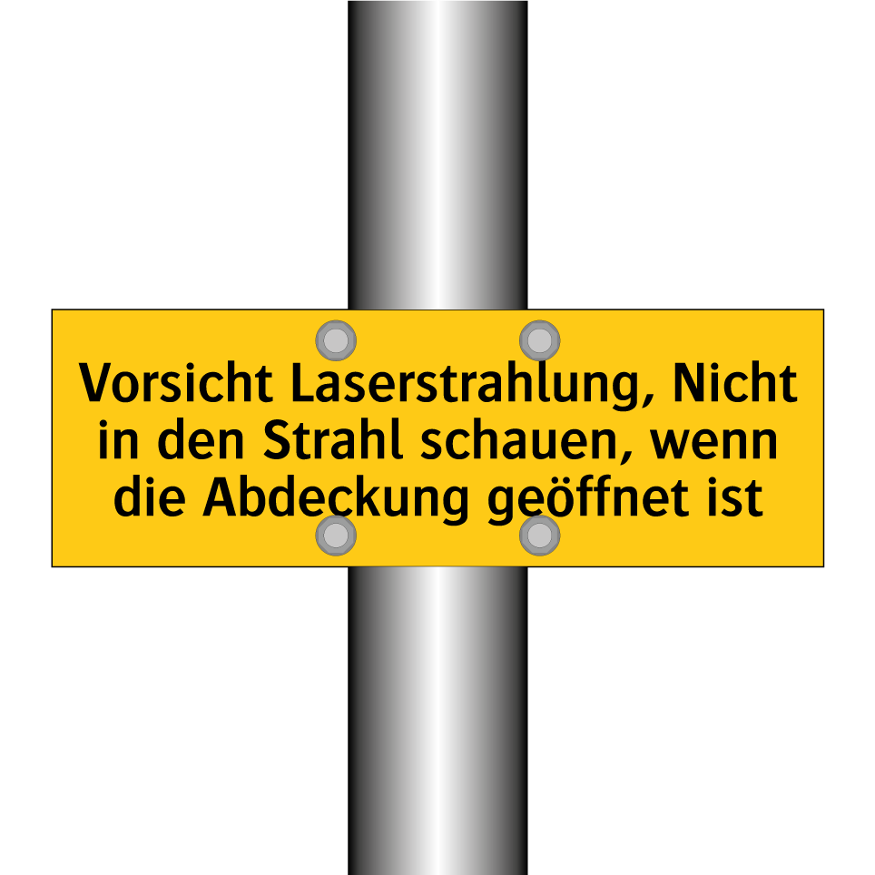 Vorsicht Laserstrahlung, Nicht in den Strahl schauen, wenn die Abdeckung geöffnet ist