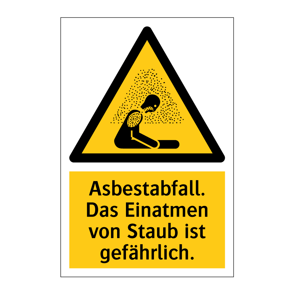 Asbestabfall. Das Einatmen von Staub ist gefährlich.