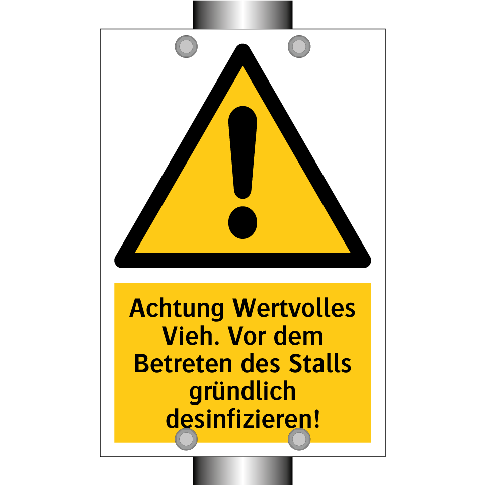 Achtung Wertvolles Vieh. Vor dem Betreten des Stalls gründlich desinfizieren!