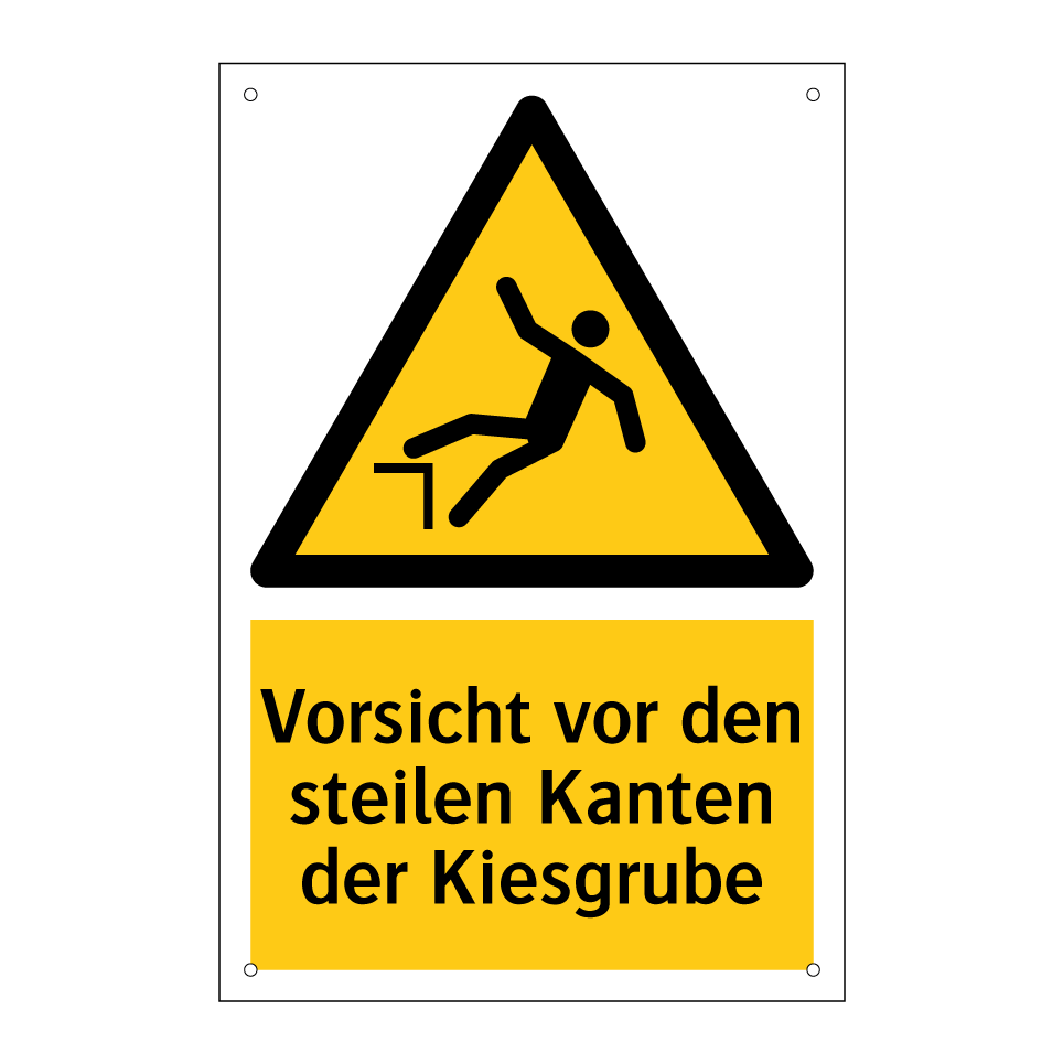 Vorsicht vor den steilen Kanten der Kiesgrube