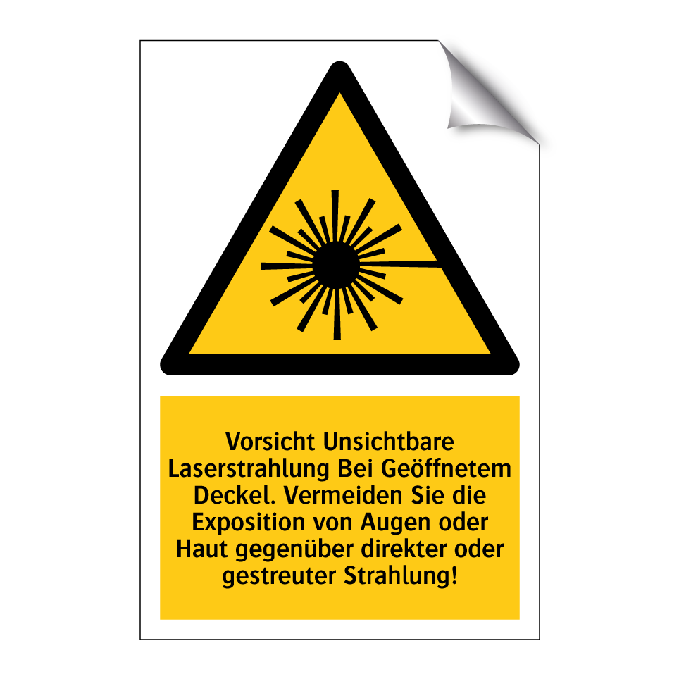 Vorsicht Unsichtbare Laserstrahlung Bei Geöffnetem Deckel. Vermeiden Sie die Exposition von Augen oder Haut gegenüber direkter oder gestreuter Strahlung!