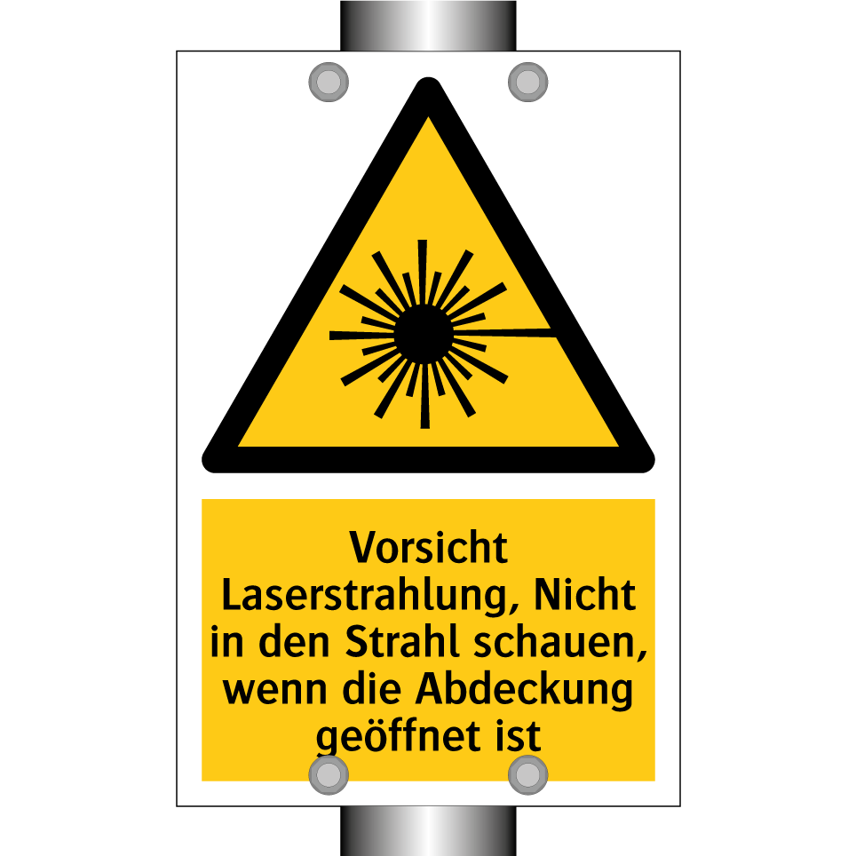 Vorsicht Laserstrahlung, Nicht in den Strahl schauen, wenn die Abdeckung geöffnet ist