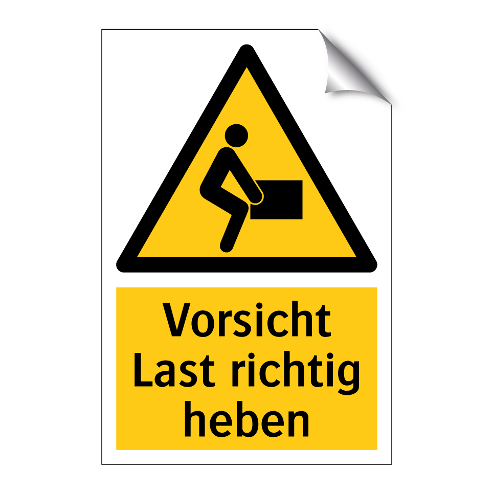 Vorsicht Last richtig heben