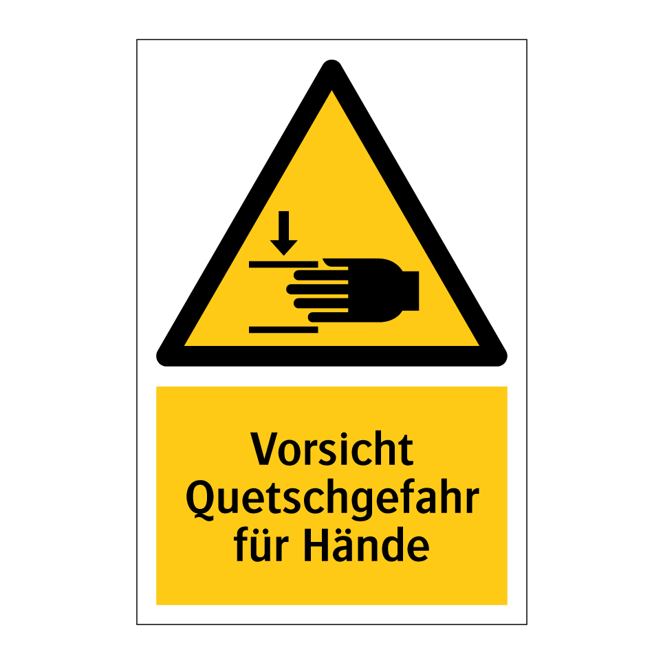Vorsicht Quetschgefahr für Hände