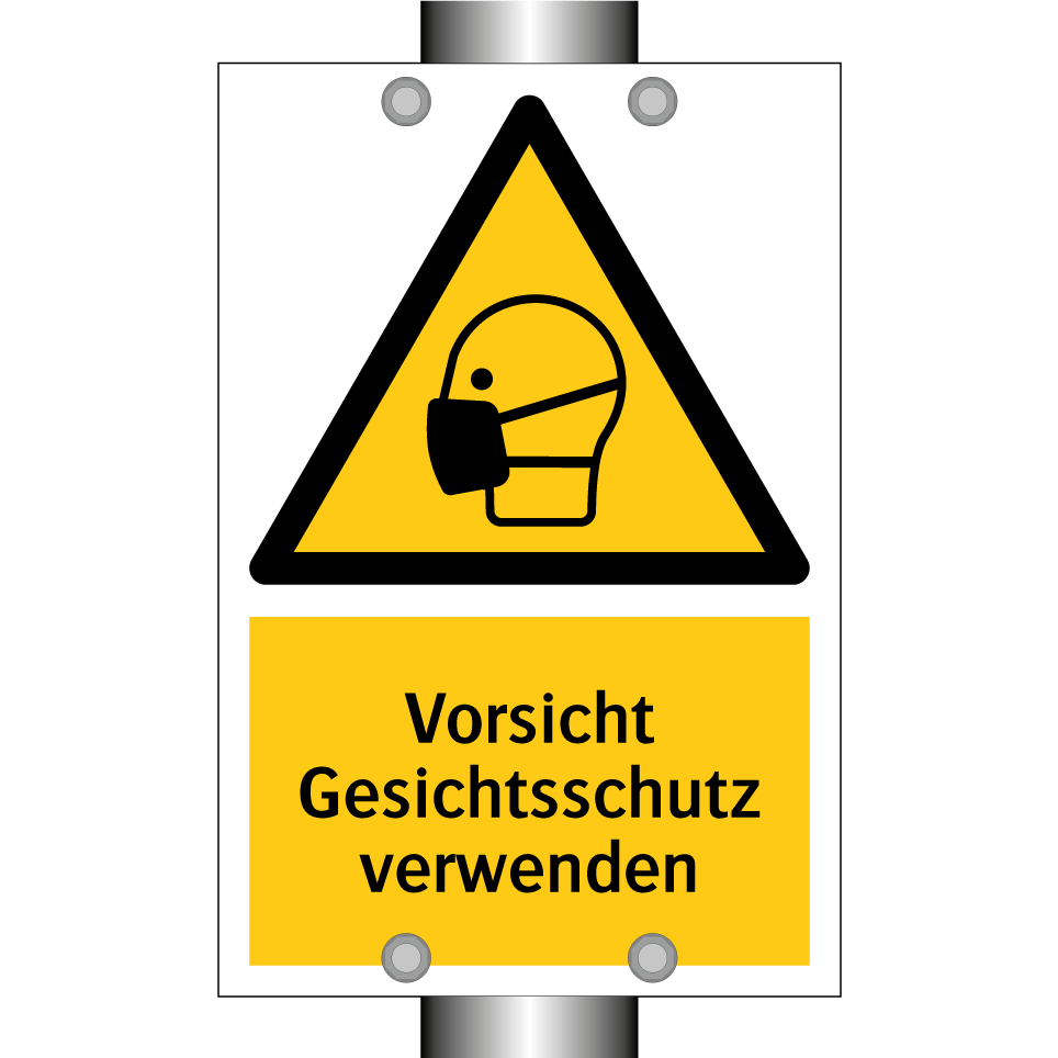 Vorsicht Gesichtsschutz verwenden