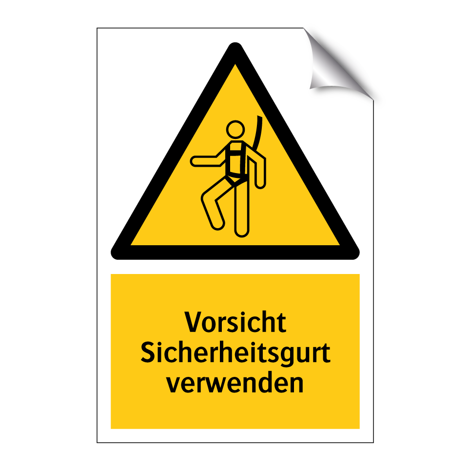 Vorsicht Sicherheitsgurt verwenden