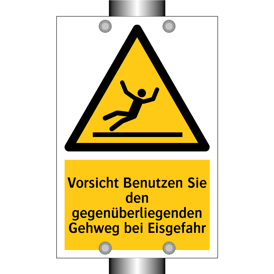 Vorsicht Benutzen Sie den gegenüberliegenden Gehweg bei Eisgefahr