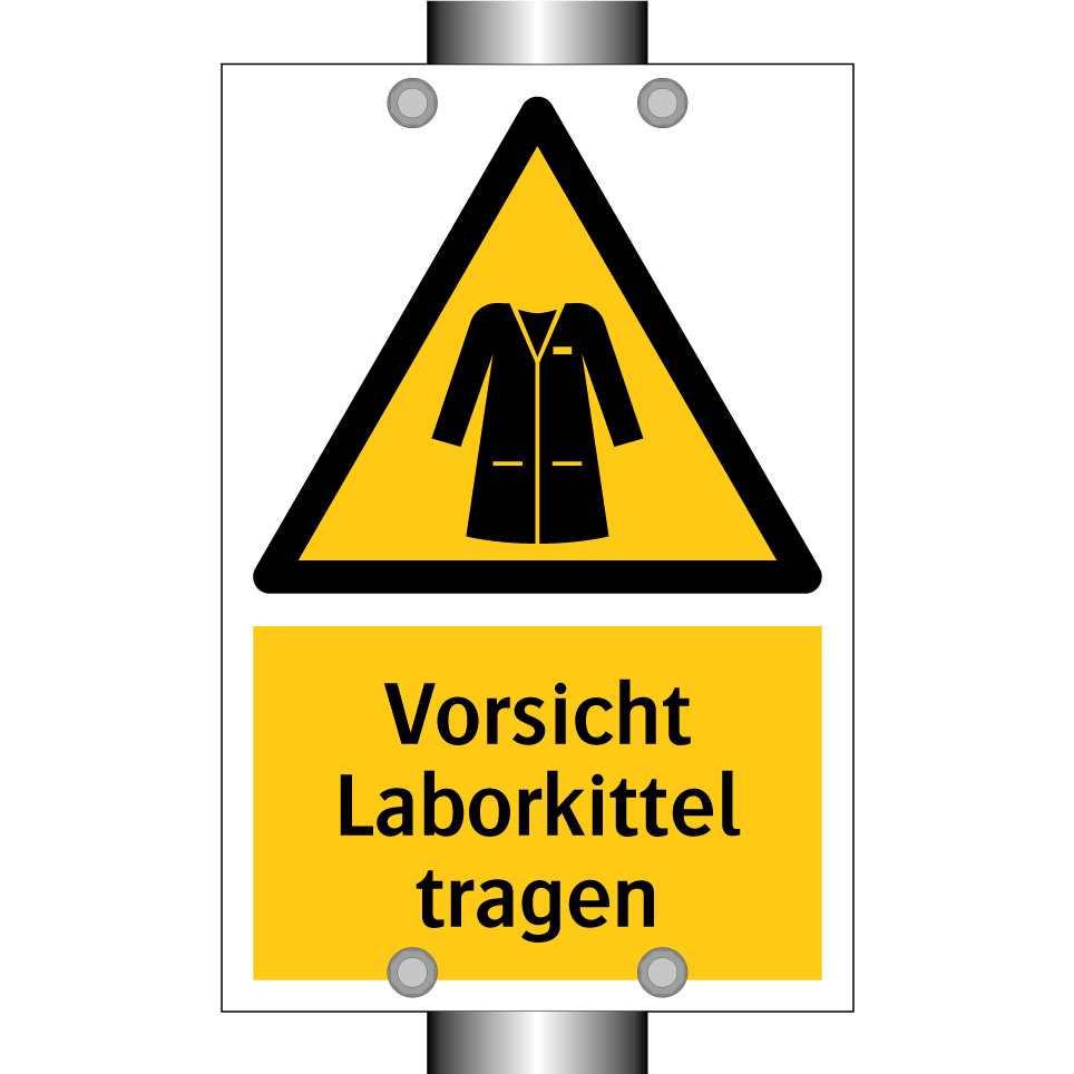 Vorsicht Laborkittel tragen