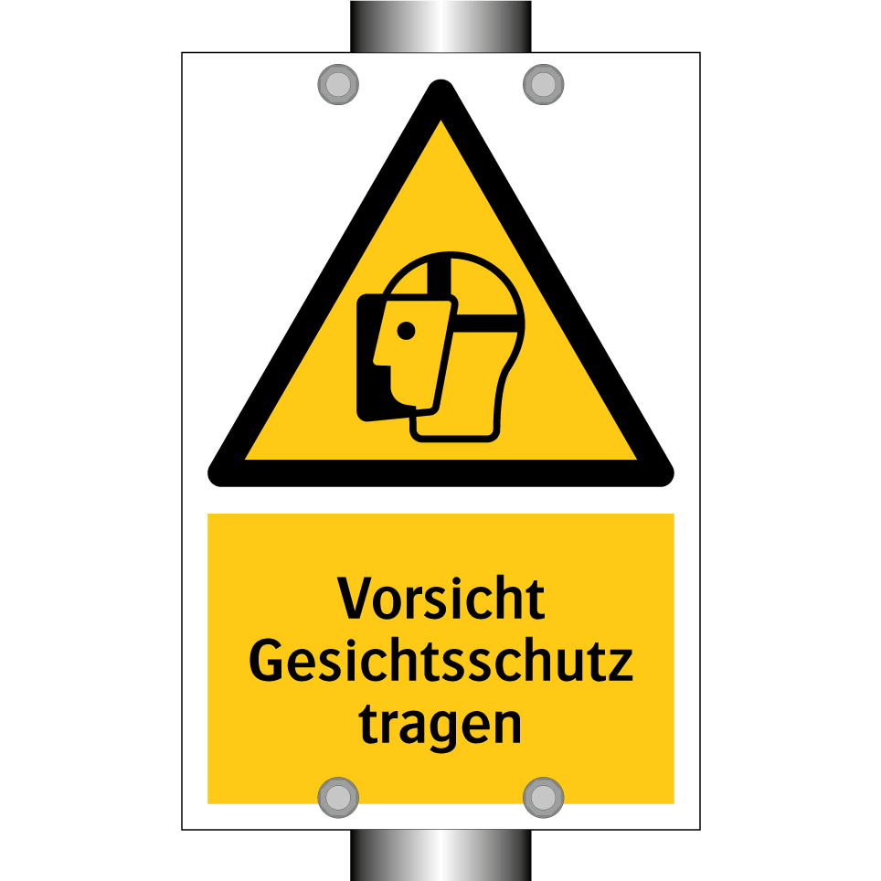 Vorsicht Gesichtsschutz tragen