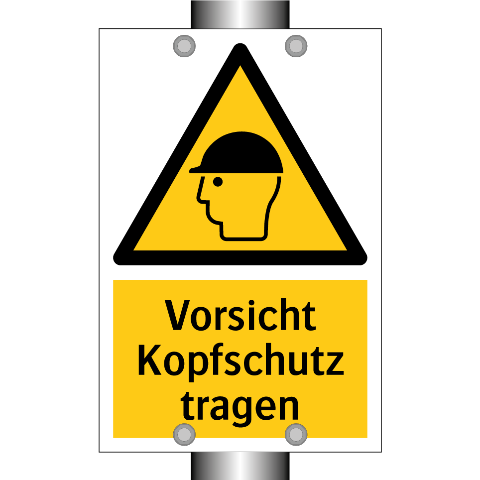 Vorsicht Kopfschutz tragen