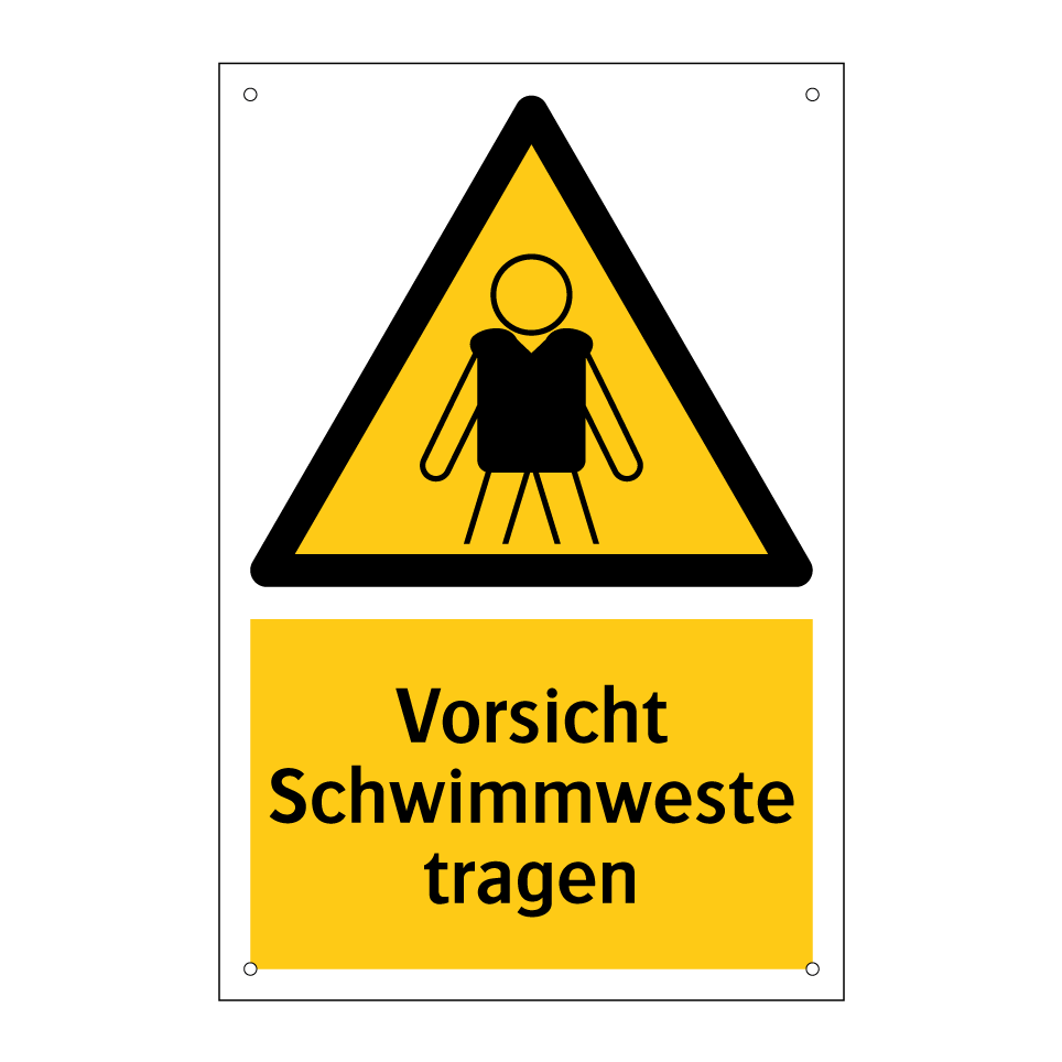 Vorsicht Schwimmweste tragen