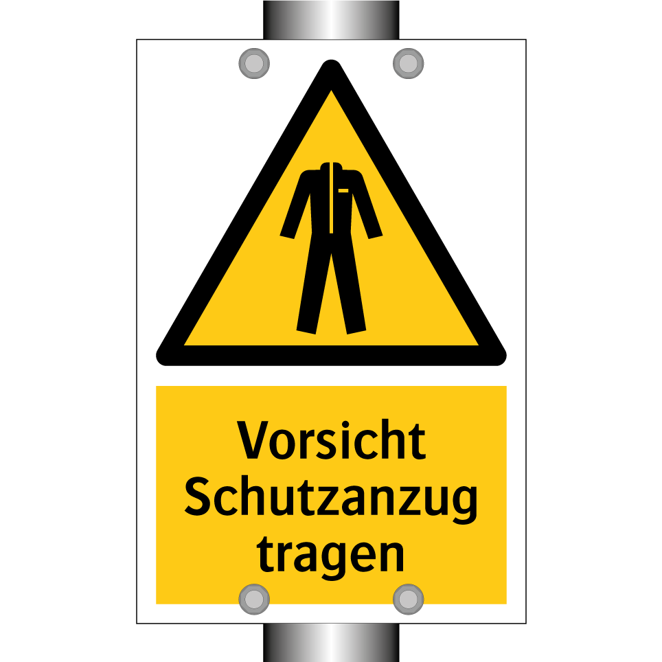 Vorsicht Schutzanzug tragen