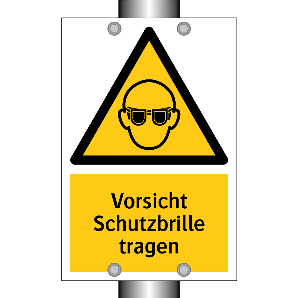 Vorsicht Schutzbrille tragen