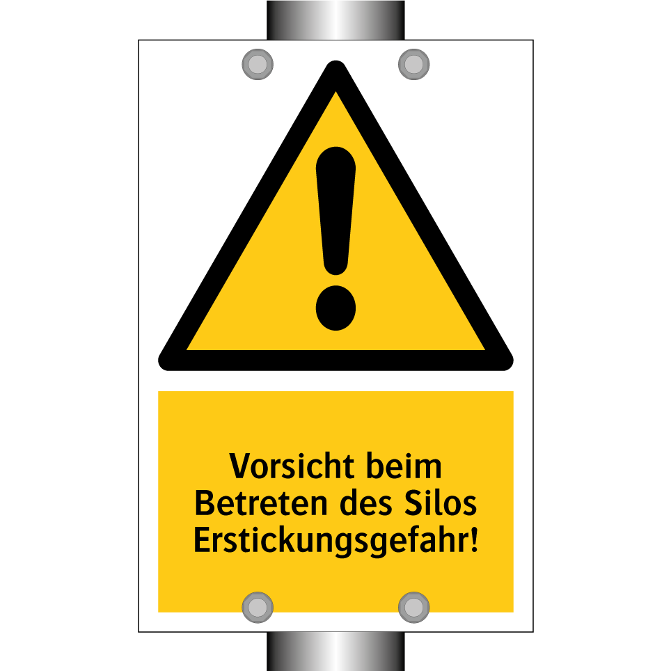 Vorsicht beim Betreten des Silos Erstickungsgefahr!