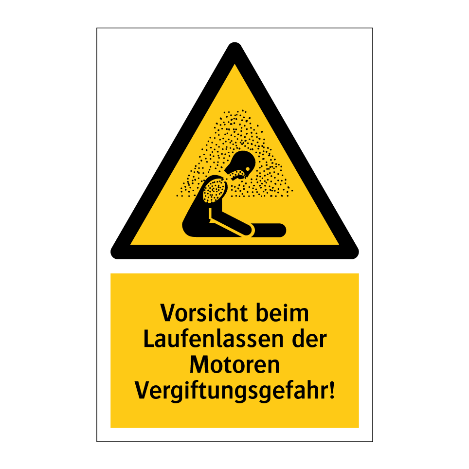 Vorsicht beim Laufenlassen der Motoren Vergiftungsgefahr!