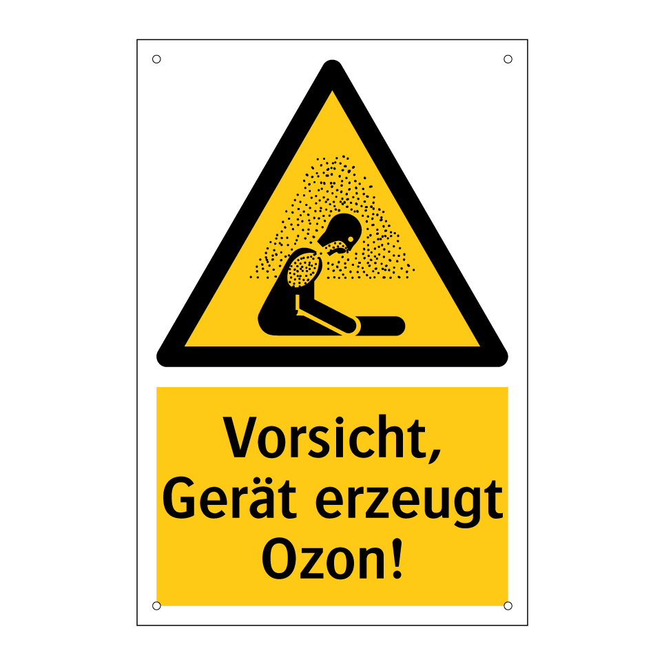 Vorsicht, Gerät erzeugt Ozon!