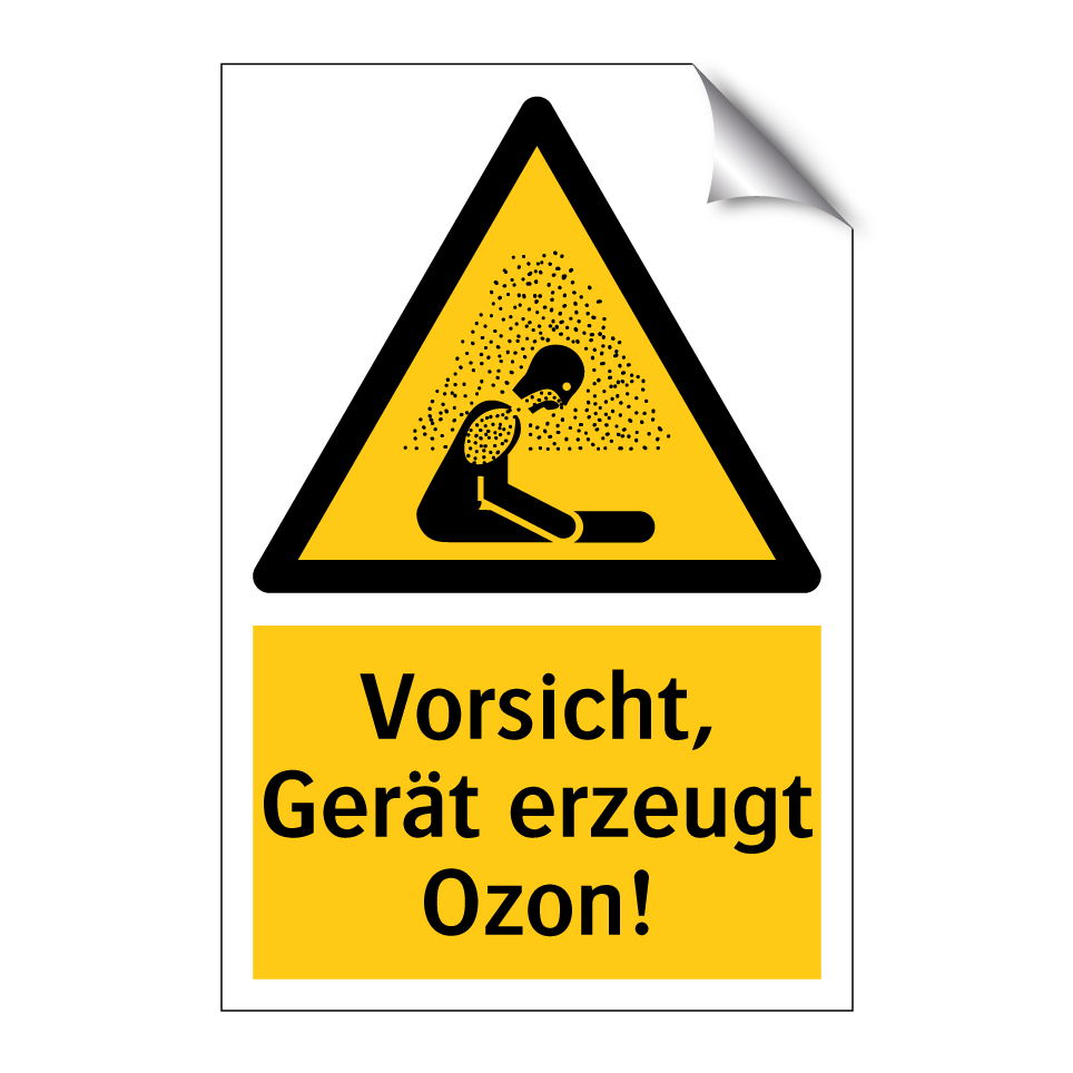 Vorsicht, Gerät erzeugt Ozon!