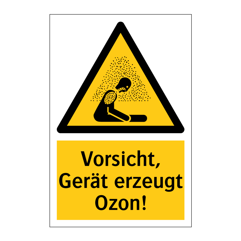 Vorsicht, Gerät erzeugt Ozon!