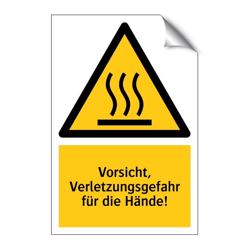 Vorsicht, Verletzungsgefahr für die Hände!