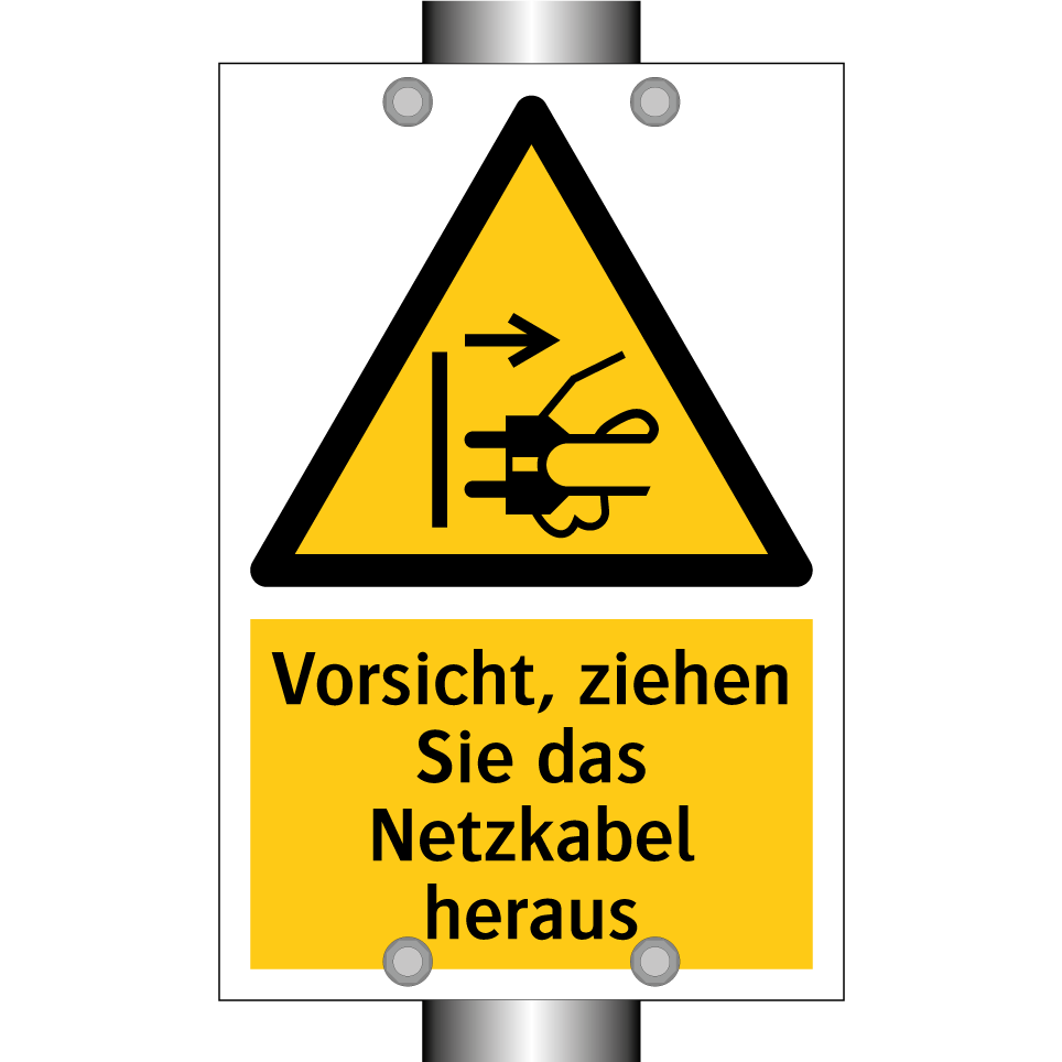 Vorsicht, ziehen Sie das Netzkabel heraus