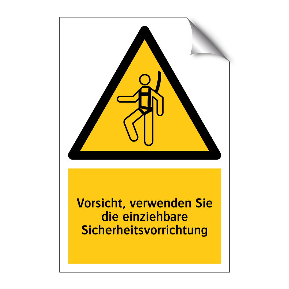 Vorsicht, verwenden Sie die einziehbare Sicherheitsvorrichtung