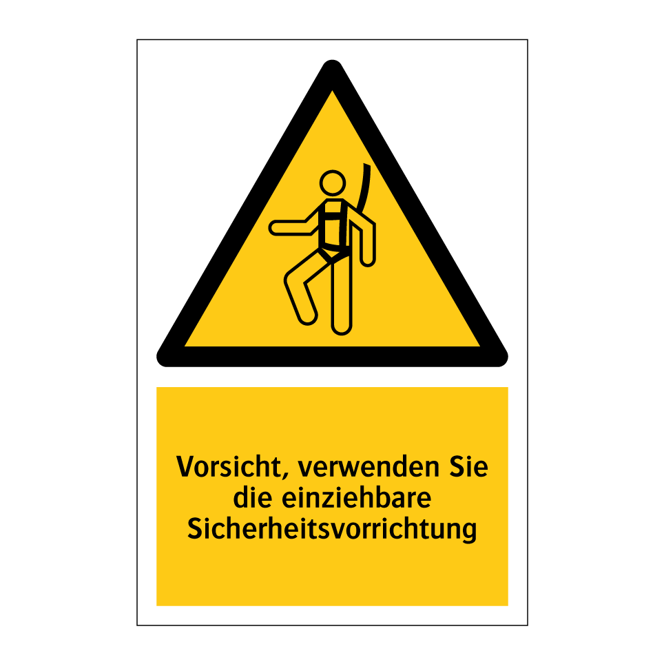 Vorsicht, verwenden Sie die einziehbare Sicherheitsvorrichtung