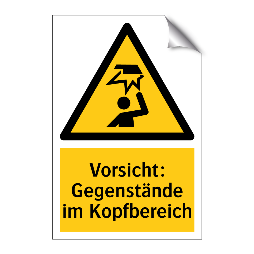 Vorsicht: Gegenstände im Kopfbereich