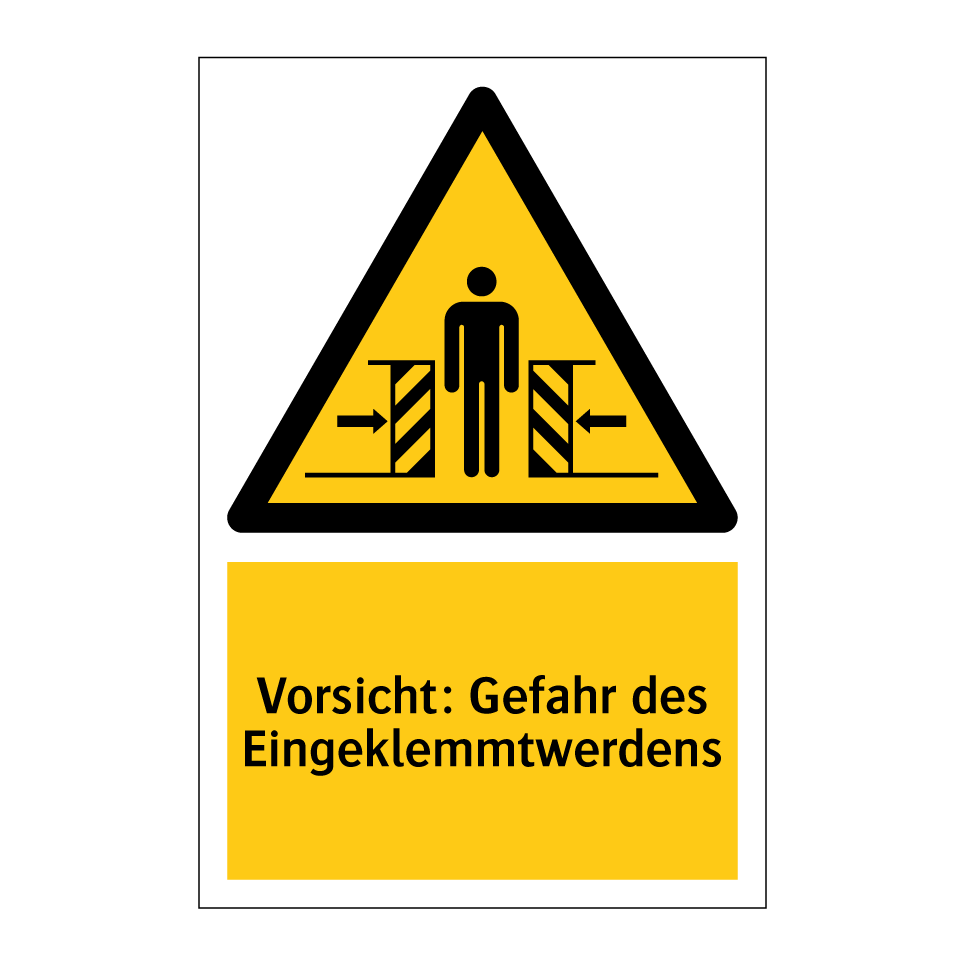 Vorsicht: Gefahr des Eingeklemmtwerdens