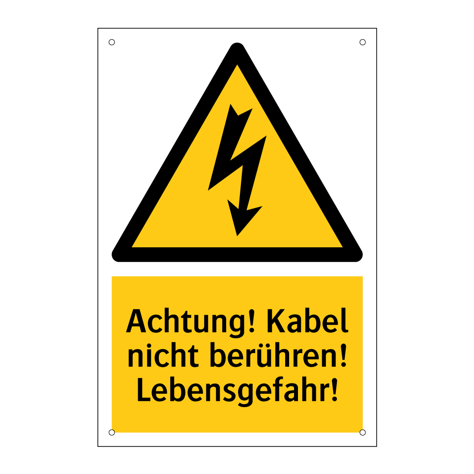 Achtung! Kabel nicht berühren! Lebensgefahr!