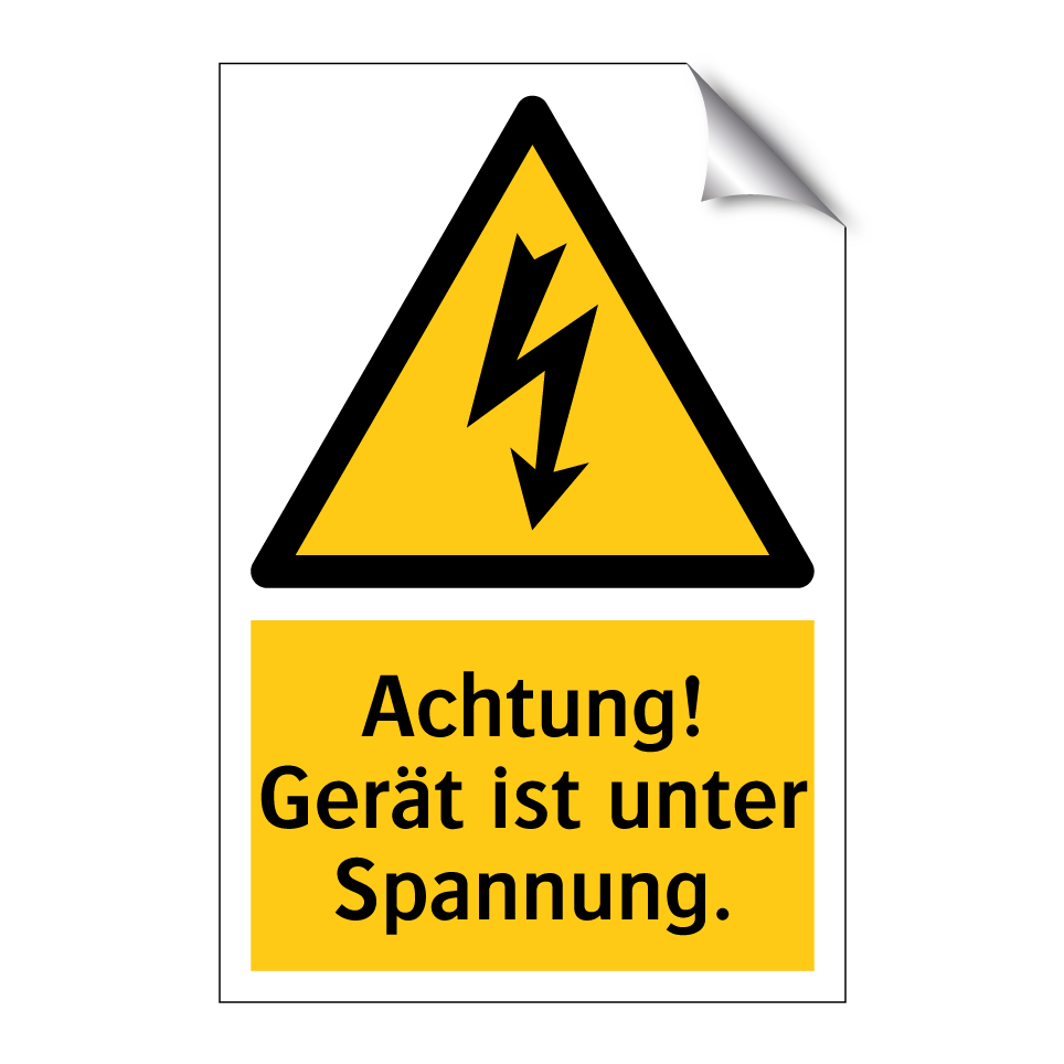Achtung! Gerät ist unter Spannung.