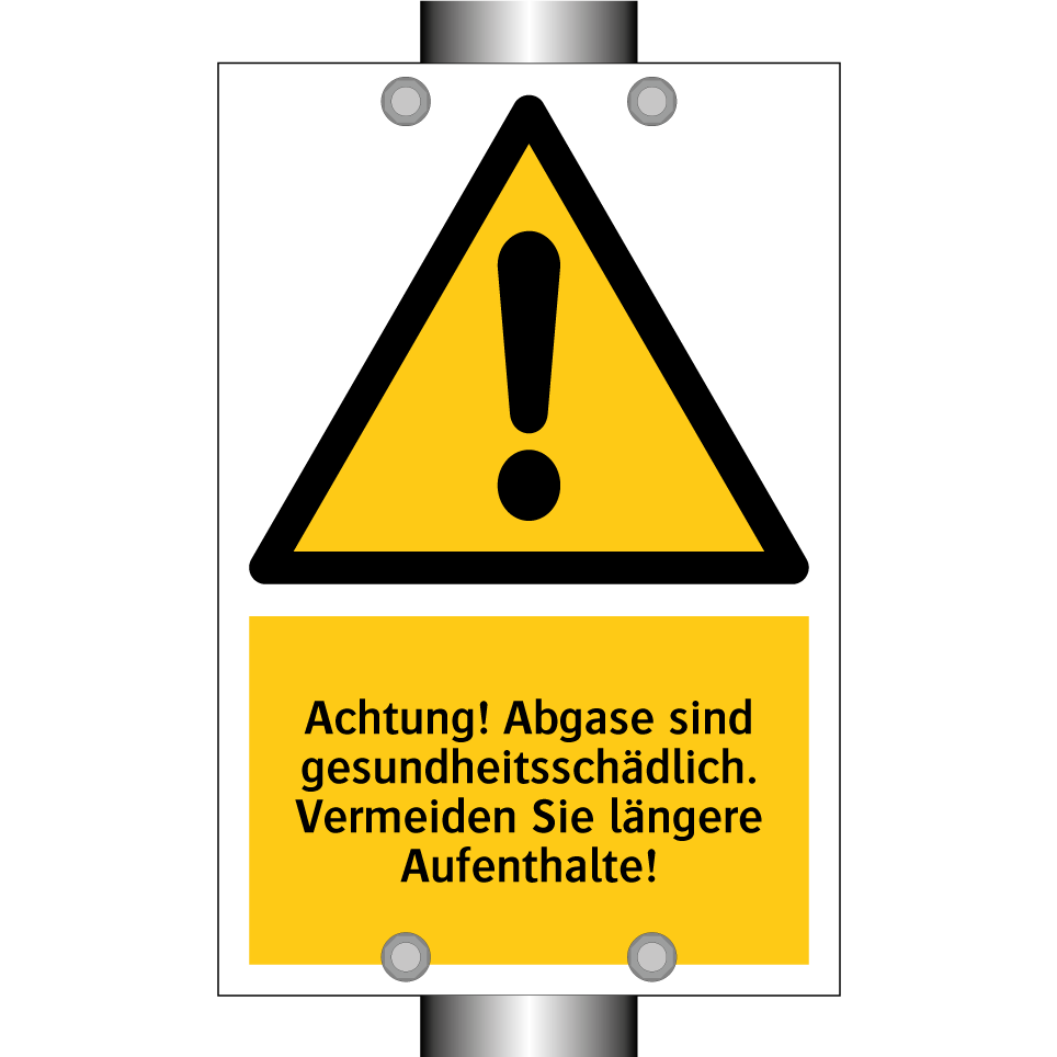 Achtung! Abgase sind gesundheitsschädlich. Vermeiden Sie längere Aufenthalte!
