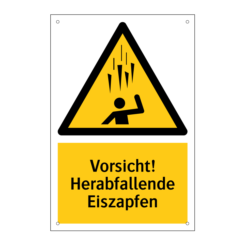 Vorsicht! Herabfallende Eiszapfen