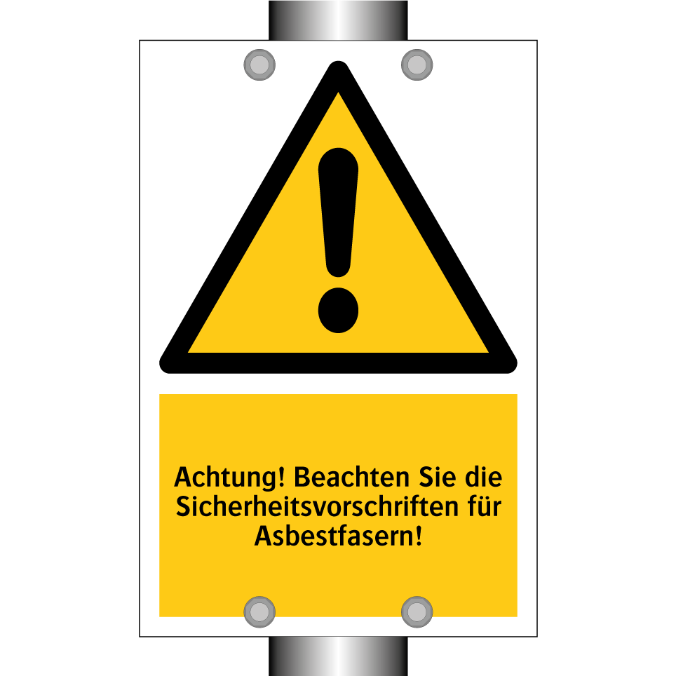 Achtung! Beachten Sie die Sicherheitsvorschriften für Asbestfasern!