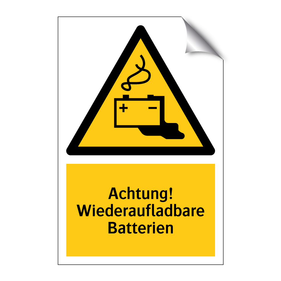 Achtung! Wiederaufladbare Batterien