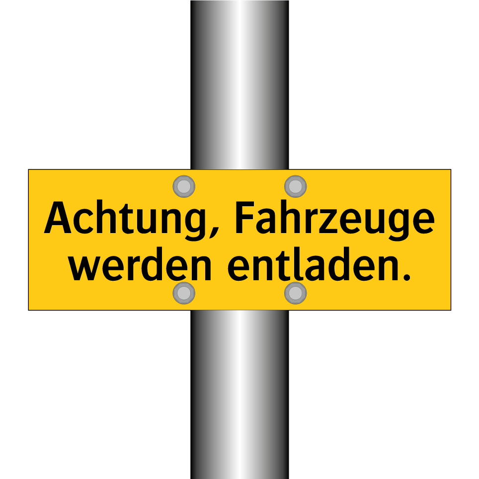 Achtung, Fahrzeuge werden entladen.