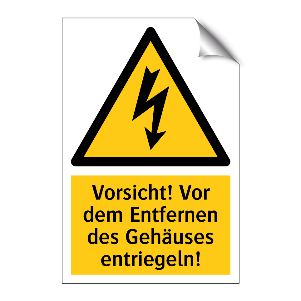 Vorsicht! Vor dem Entfernen des Gehäuses entriegeln!
