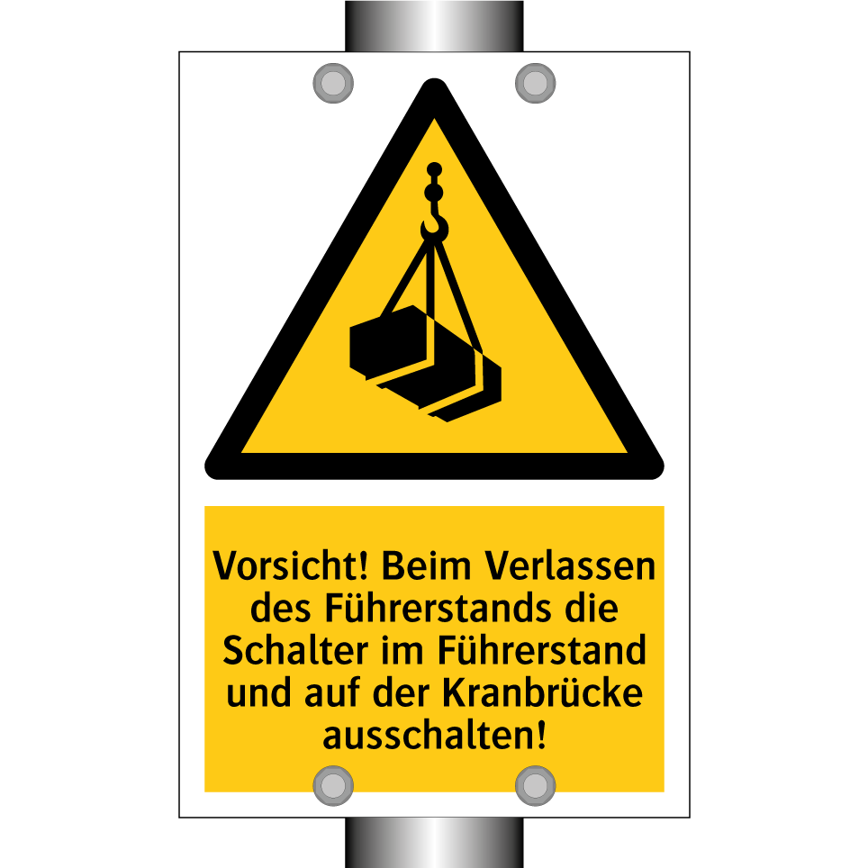 Vorsicht! Beim Verlassen des Führerstands die Schalter im Führerstand und auf der Kranbrücke ausschalten!