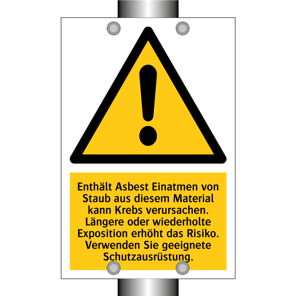 Enthält Asbest Einatmen von Staub aus diesem Material kann Krebs verursachen. Längere oder wiederholte Exposition erhöht das Risiko. Verwenden Sie geeignete Schutzausrüstung.